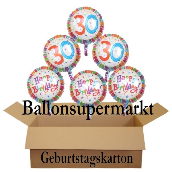 Geburtstagsgeschenk 30 Geburtstag
 Geburtstagsgeschenk Luftballons mit Helium im Karton