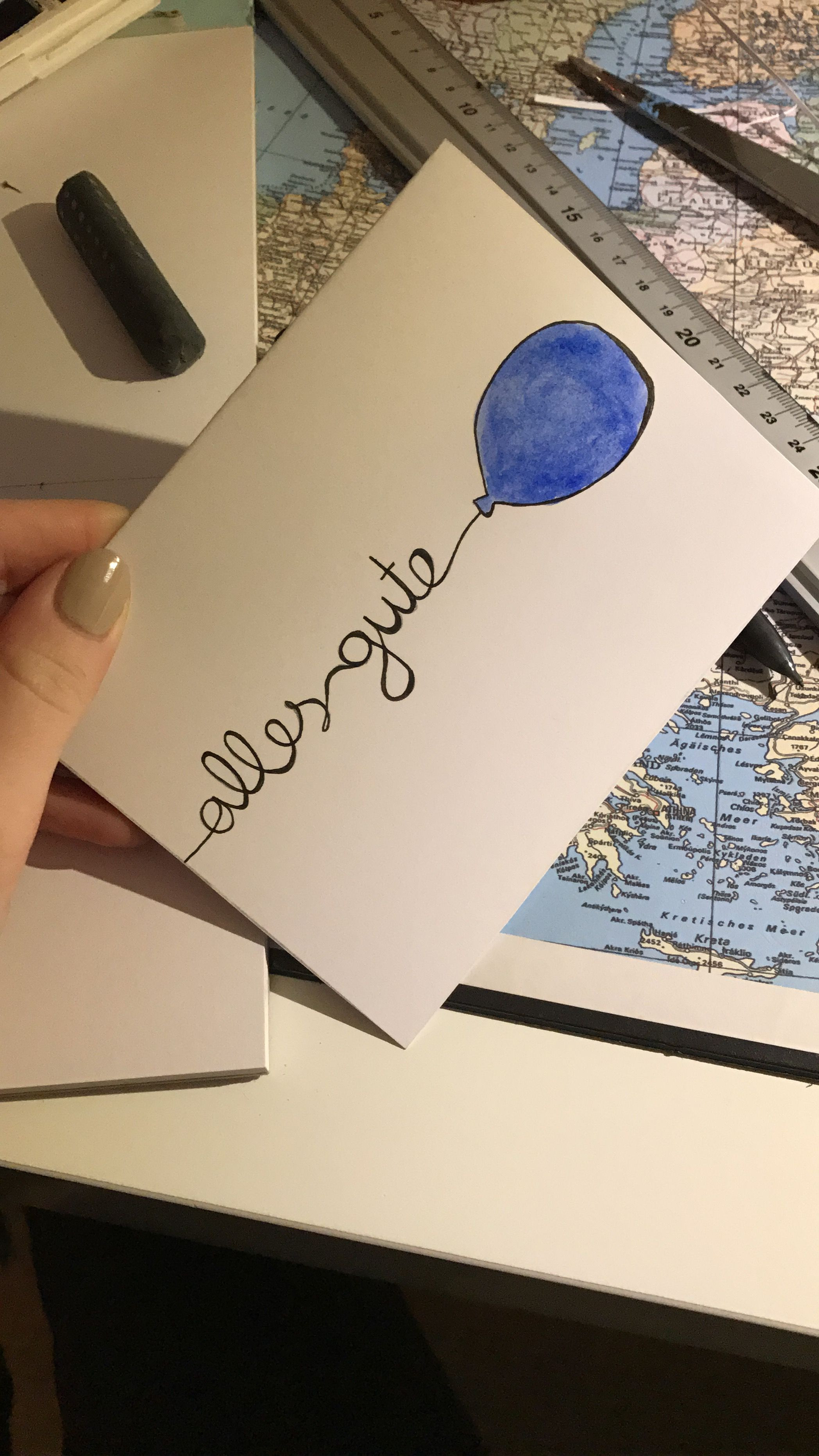 Geburtstagskarte Diy
 Geburtstagsgeschenk Karte Aufmerksamkeit Wasserfarben