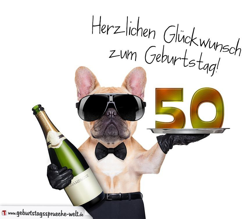 Geburtstagssprüche 50. Geburtstag
 Glückwunschkarte mit Hund zum 50 Geburtstag
