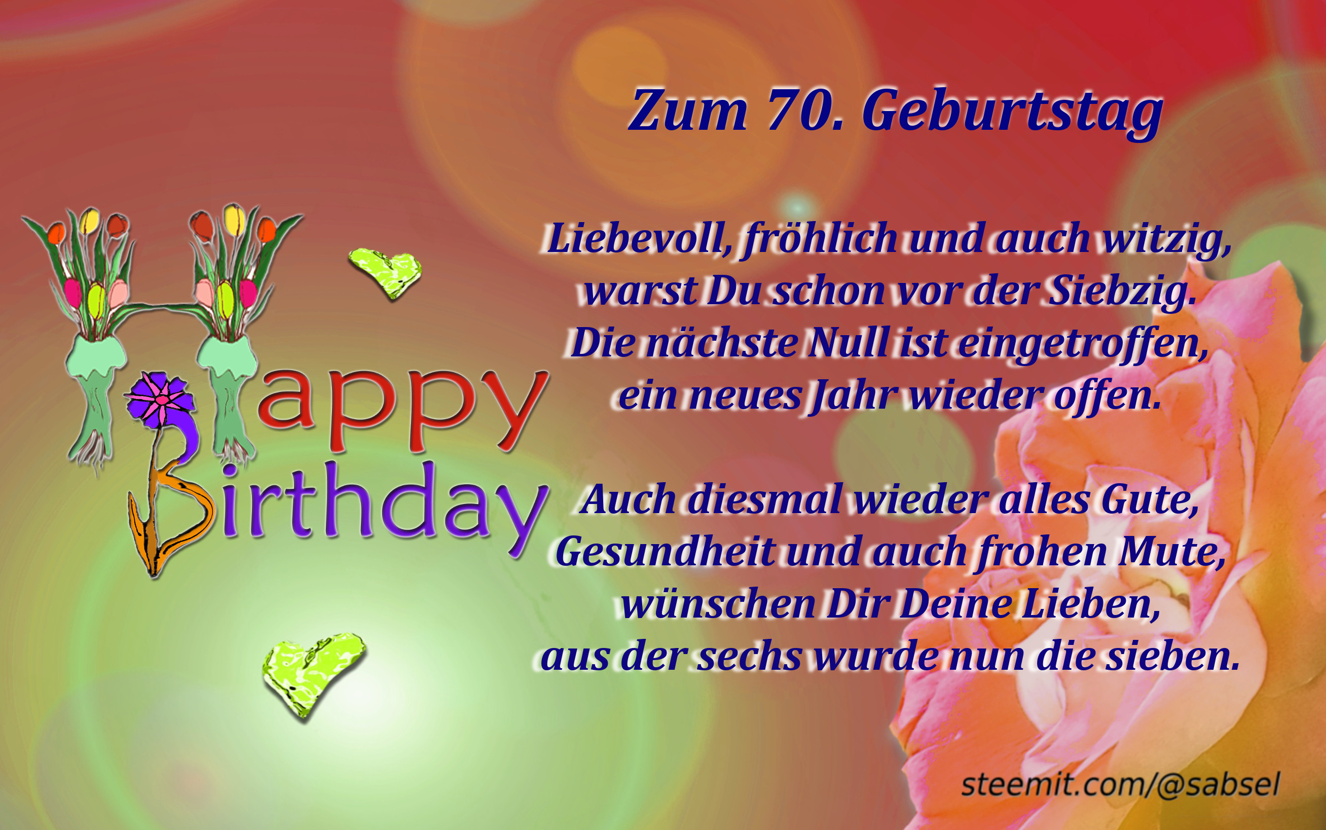 Geburtstagssprüche Zum 70. Geburtstag
 Verse Reime Gedichte von Sabsel Zum 70 Geburtstag — Steemkr
