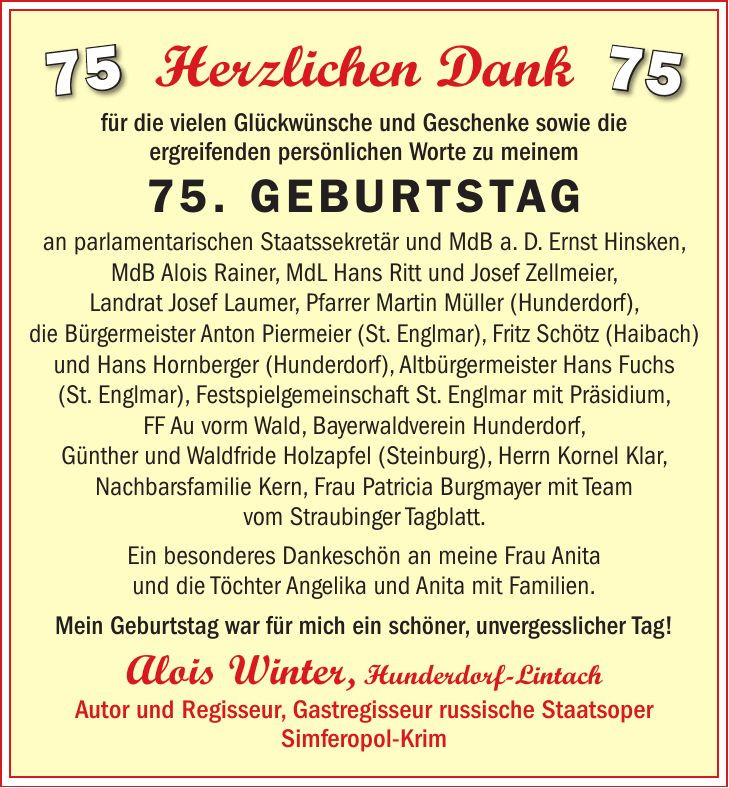 Geburtstagswünsche 75
 Geburtstagswünsche Zum 75 Geburtstag
