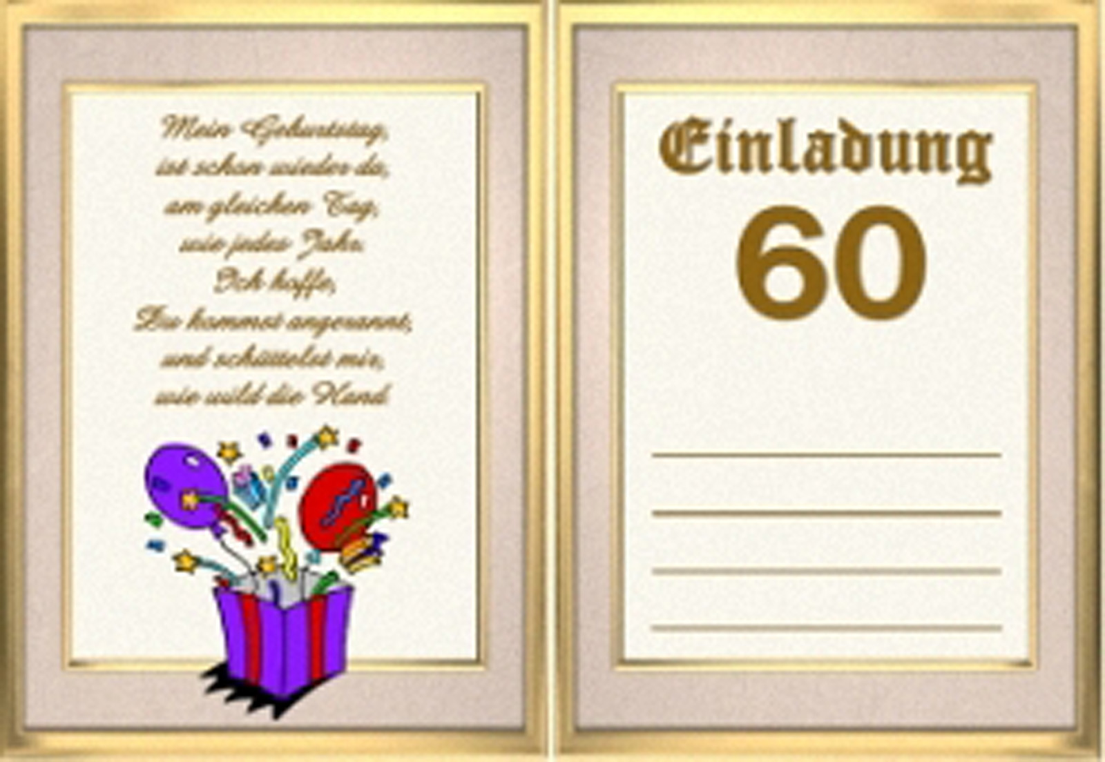 Gedichte Zur Diamantene Hochzeit Nach Sechzig Jahren
 60 Geburtstag Einladung