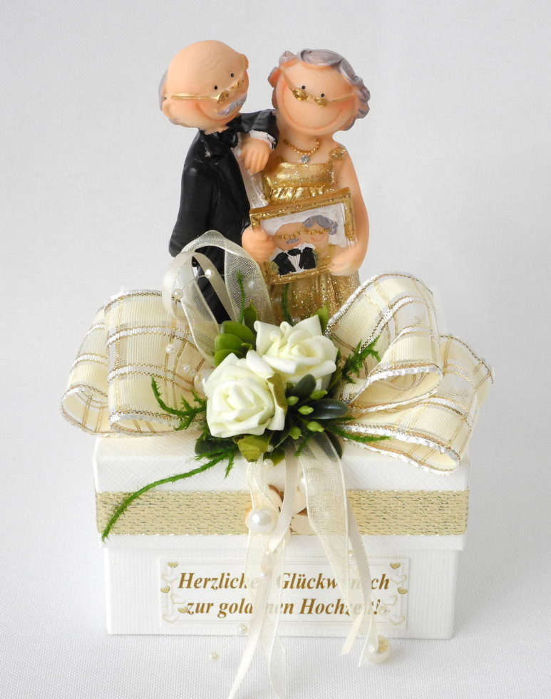 Geldgeschenke Goldene Hochzeit Verpackungsideen
 Geschenkschachtel goldene Hochzeit creme Geschenk