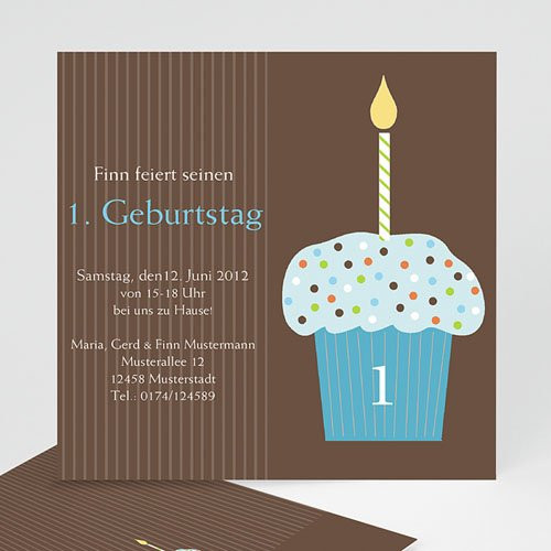 Geschenke 1. Geburtstag Junge
 Geburtstagseinladungen Jungen Cupcake blau