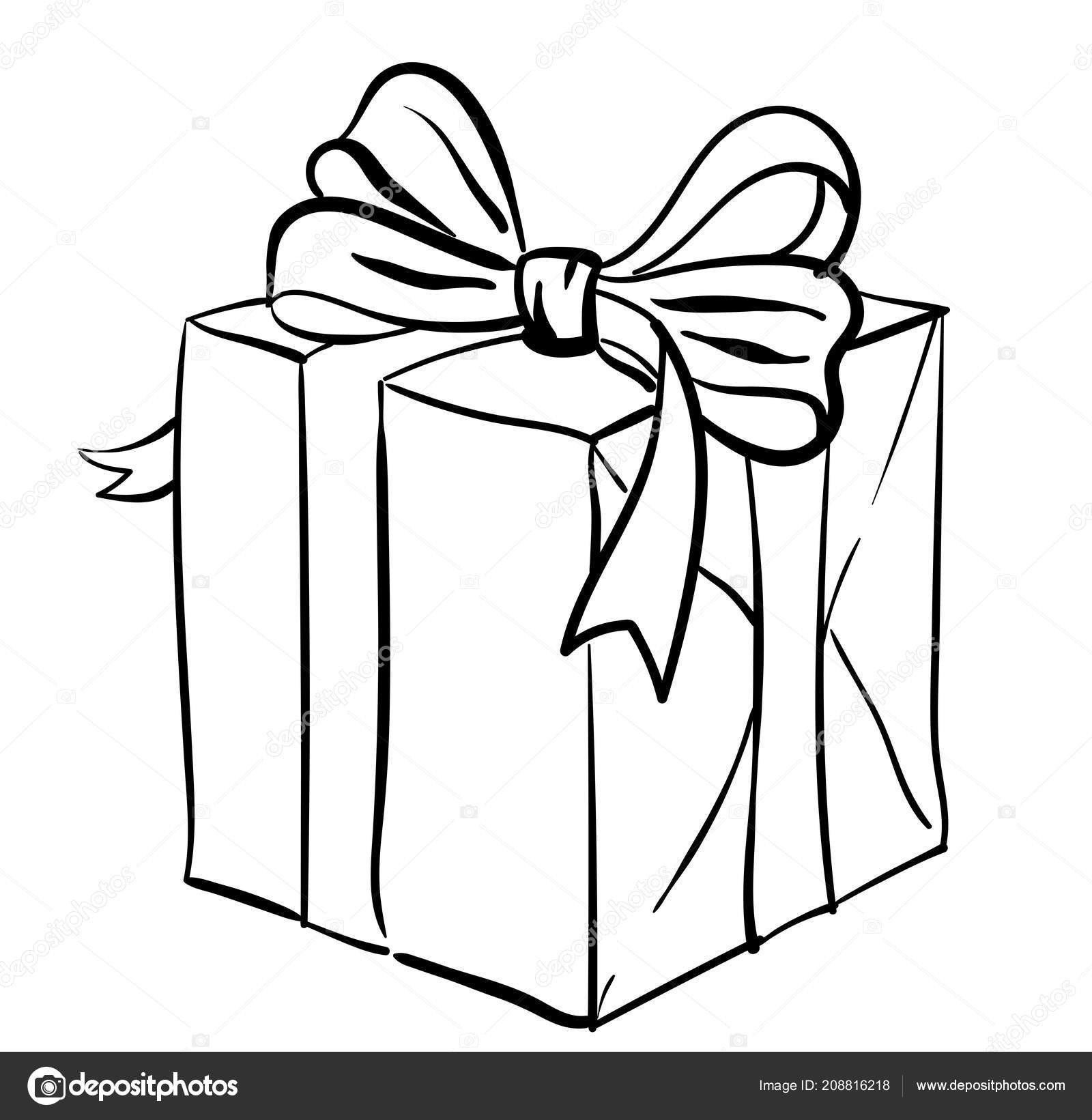 Geschenke Clipart Schwarz Weiß
 Vektor Clipart Geschenk Schwarz Weiß