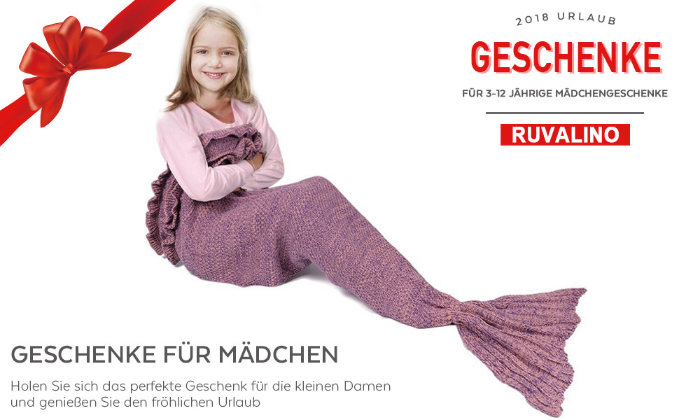 Geschenke Für 4 Jährige Mädchen
 RUVALINO Meerjungfrau Schwanz Decke für Geburtstags