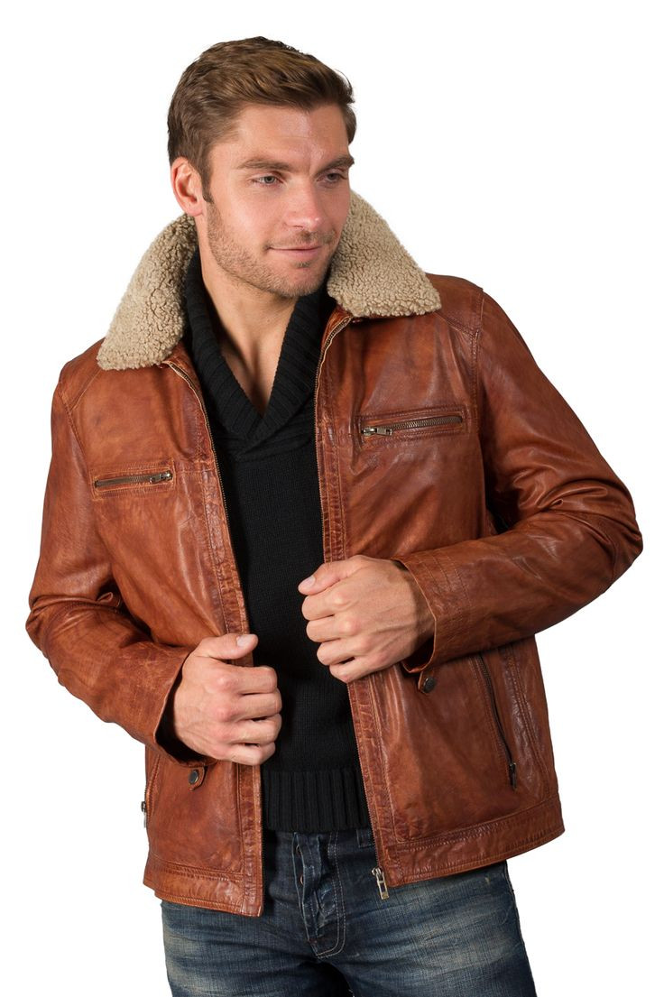 Geschenke Für Ältere Herren
 Lederjacke von saki in Farbe cognac aus weichem Lammnappa