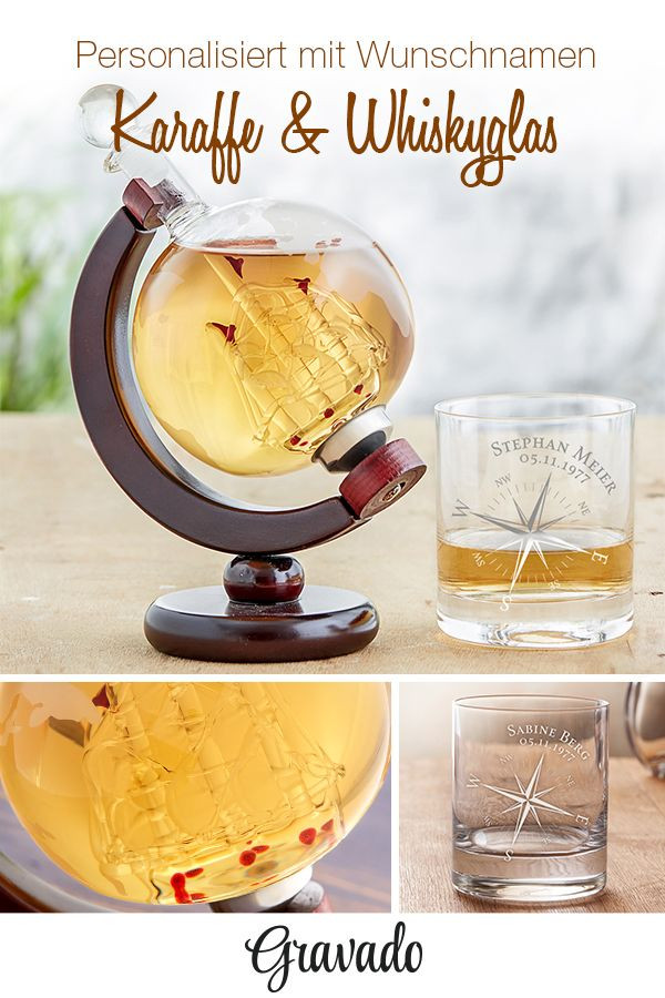 Geschenke Für Reiselustige
 Whisky Set Karaffe Globus und Whiskyglas Kompass