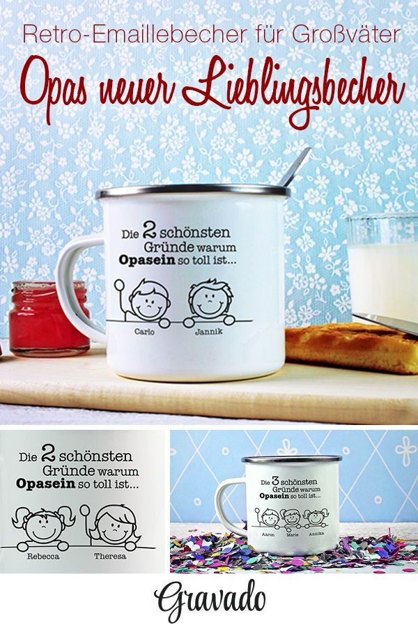 Geschenke Großeltern
 Emaille Becher mit Print für Opa Ein tolles Geschenk für