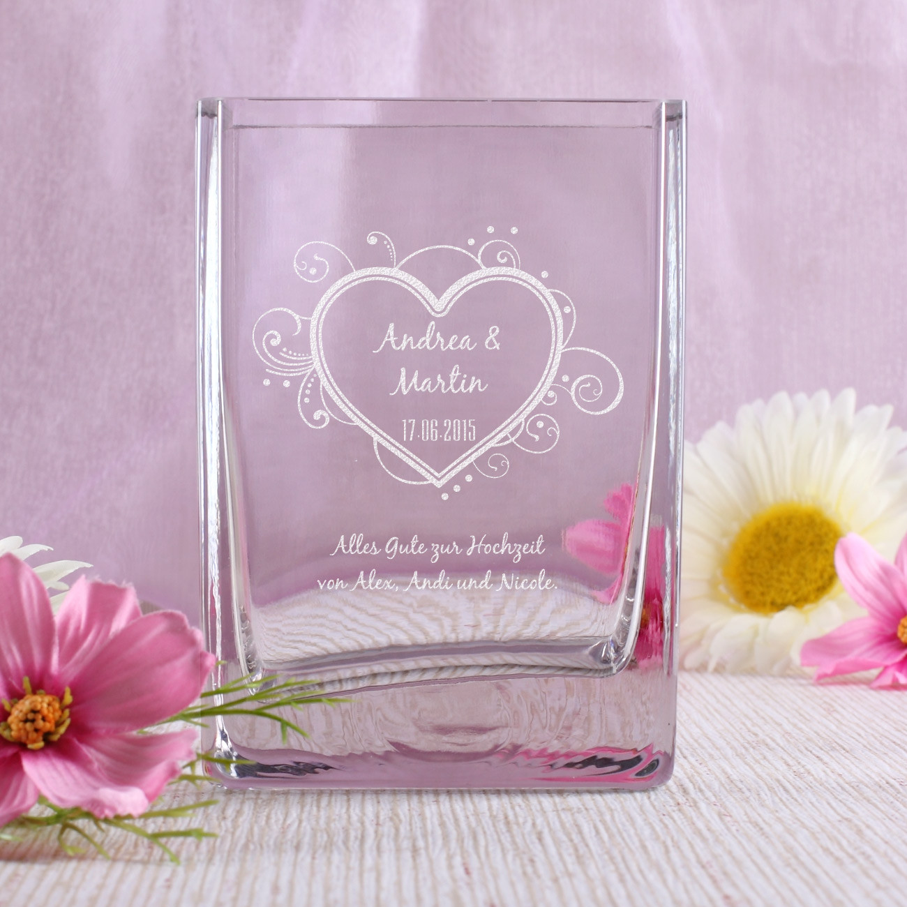 Geschenke Online De
 gravierte vase mit Ihren Wunschnamen Datum und Wunschtext