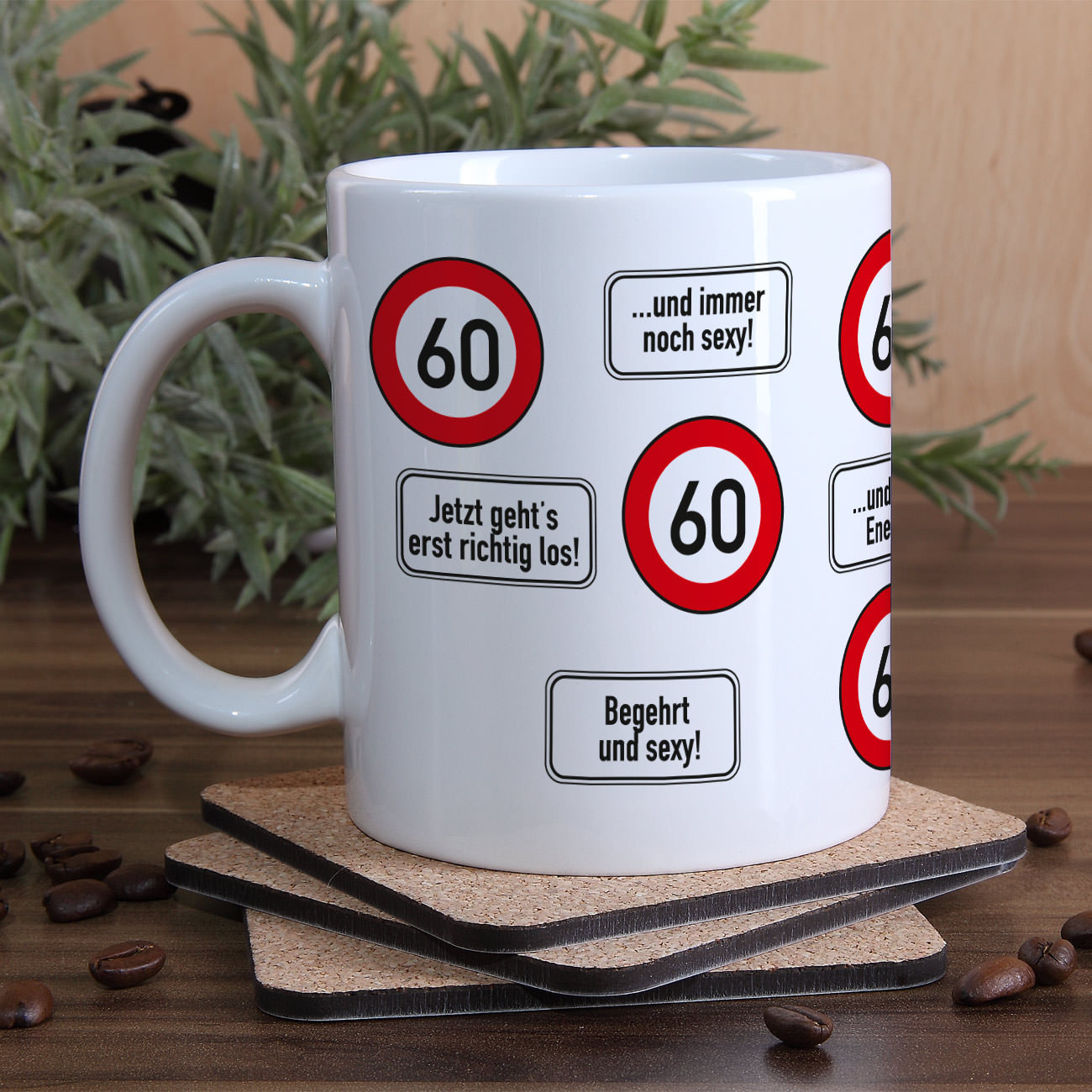 Geschenke Online De
 Kaffeetasse zum 60 Geburtstag mit Verkehrszeichen