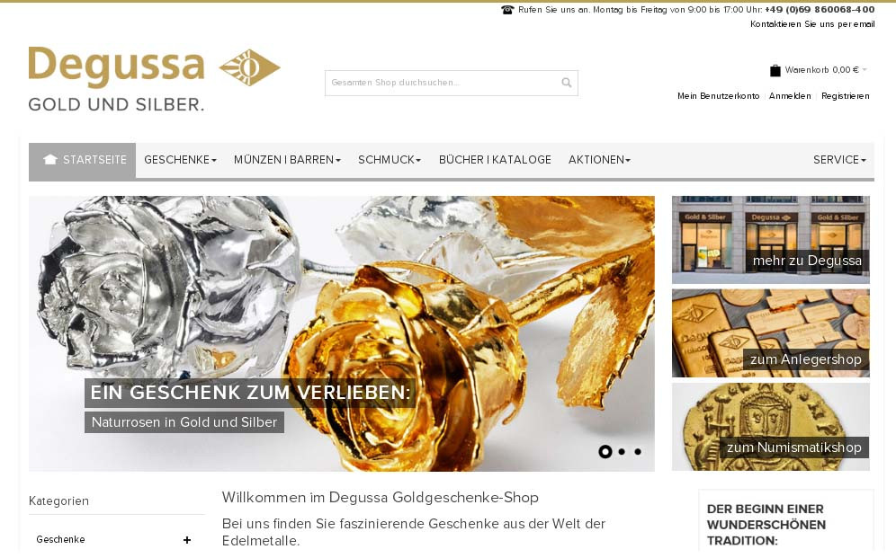 Geschenke Shop
 Degussa mit Geschenke Shop online