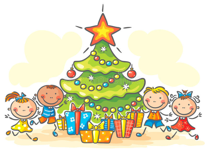 Geschenke Weihnachten Clipart
 Kinder Die Geschenke Für Weihnachten Erhalten Vektor