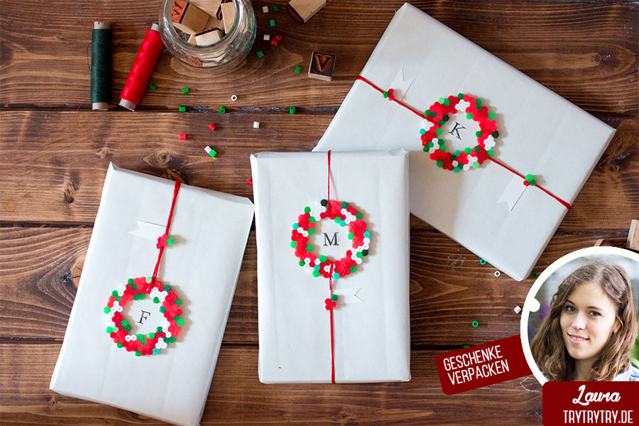 Geschenke Weihnachtlich Verpacken
 Geschenke verpacken mit Bügelperlen