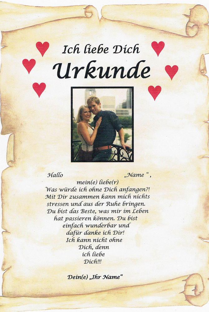 Geschenke Zum 1 Jahrestag
 ICH LIEBE DICH URKUNDE MIT BILD GESCHENK ZU WEIHNACHTEN