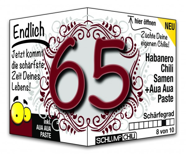 Geschenke Zum 65 Geburtstag
 Schlump Chili Endlich 65 Eine tolle Geschenkidee zum