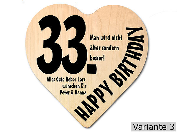 Geschenke Zum 65 Geburtstag
 Geschenk zum 33 Geburtstag Herz Holzschild mit