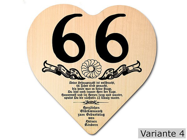 Geschenke Zum 66 Geburtstag
 Geschenk zum 66 Geburtstag Herz Holzschild mit