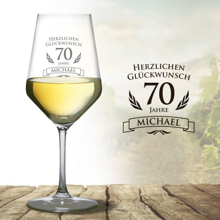 Geschenke Zum 70.
 Weißweinglas zum 70 Geburtstag individuelle Glasgravur