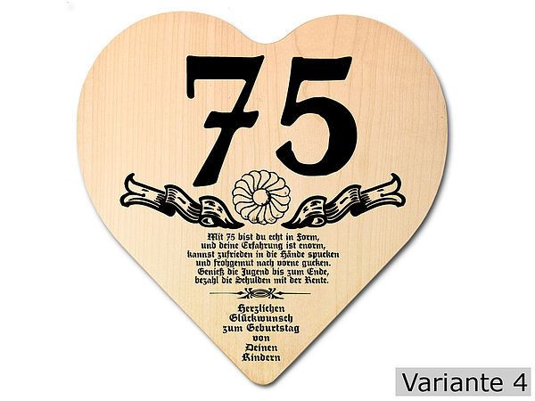 Geschenke Zum 75
 Geschenk zum 75 Geburtstag Herz Holzschild mit