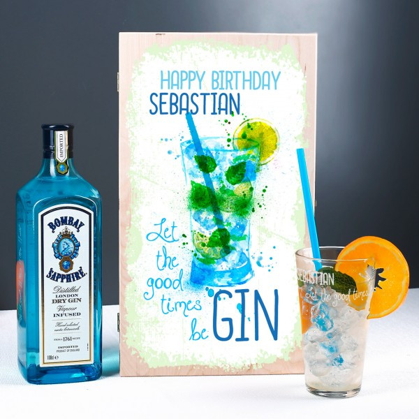 Gin Geschenke
 Geschenk Set zum Geburtstag mit Bombay Sapphire Gin und