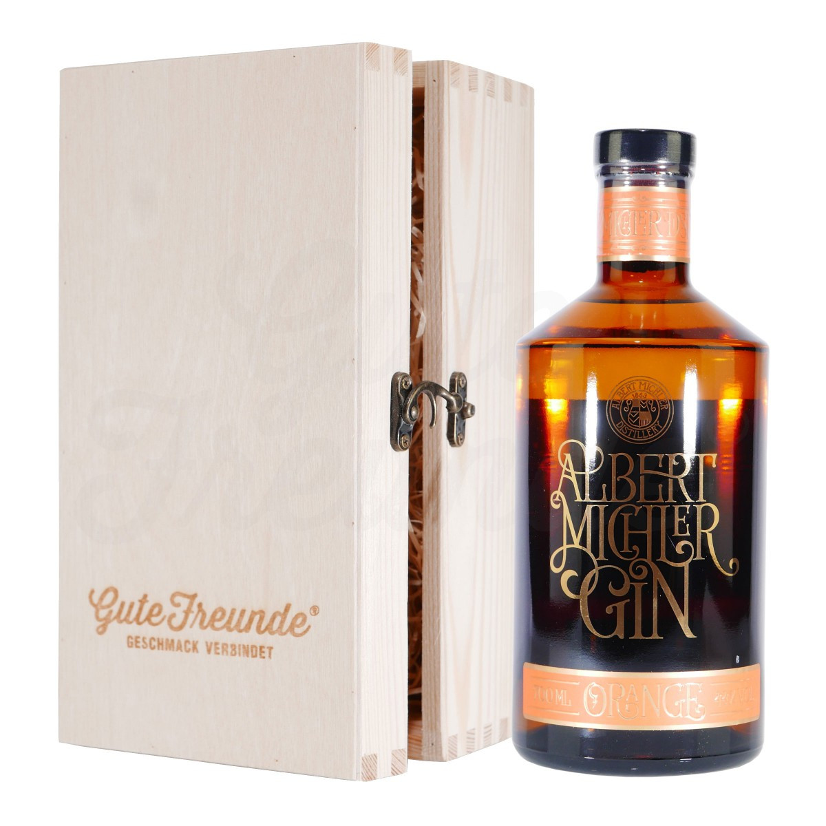 Gin Geschenke
 Albert Michler Gin Orange mit Geschenk Holzkiste Gin