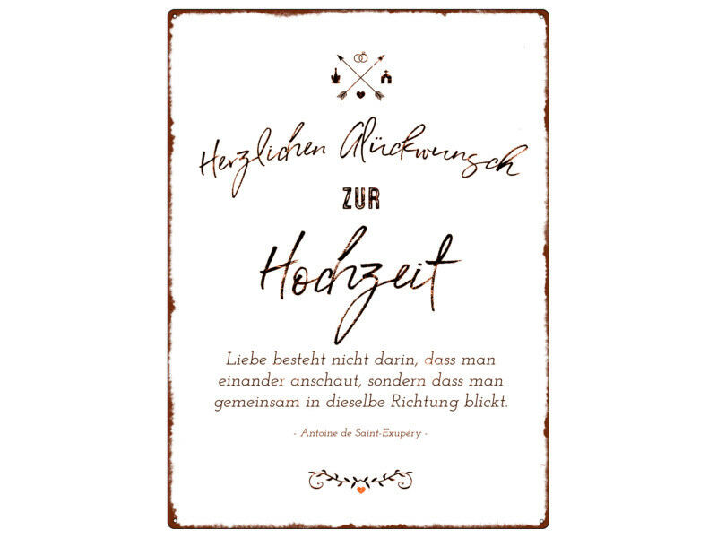 Glückwunsch Hochzeit Spruch
 WANDSCHILD METALLSCHILD HERZLICHEN GLÜCKWUNSCH ZUR