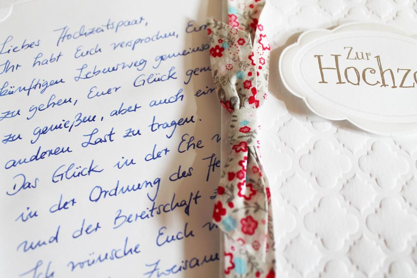 Glückwunschkarte Hochzeit Text
 Handgeschriebene Karten und Briefe Glückwunschkarte