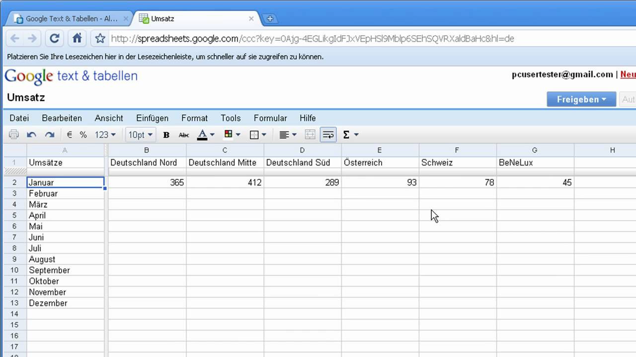 Google Tabellen
 Google Tabellen Teil 2 Tabellen anlegen