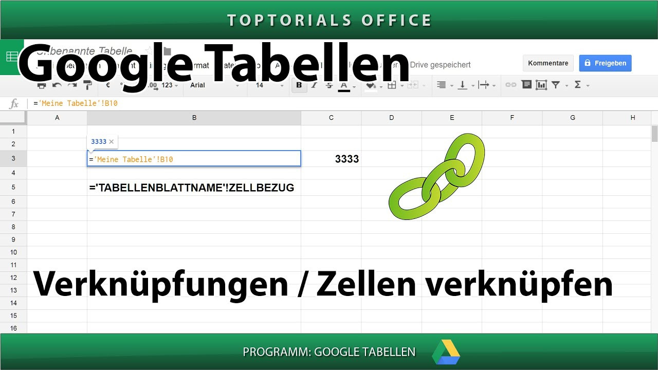 Google Tabellen
 Verknüpfungen Zellen verknüpfen Google Tabellen