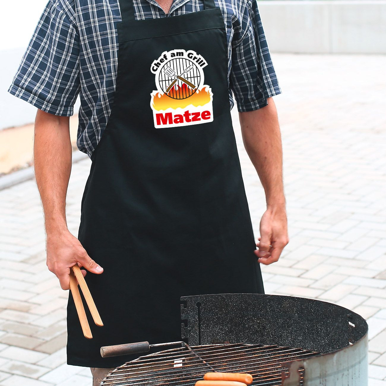 Grill Geschenke Für Männer
 Grillschürze mit Wunschname Chef am Grill