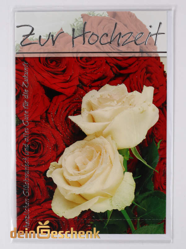 Grußkarte Hochzeit
 Hochzeitskarte TOP rot creme Rosen