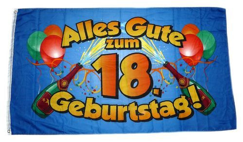 Gute Geschenke Zum 18
 Fahne Flagge Alles Gute zum 18 Geburtstag blau