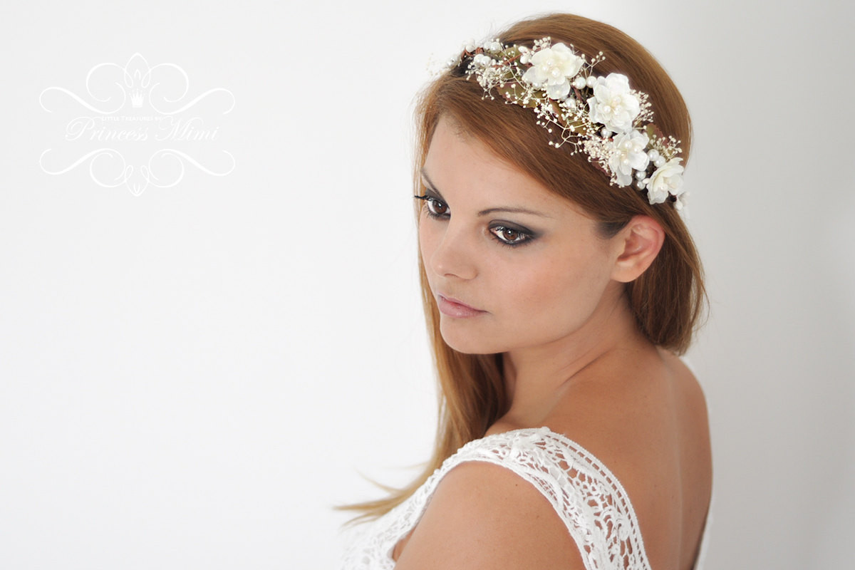 Haarreif Hochzeit
 Braut Blumenkranz Hochzeit Haarband Blumen Haarschmuck