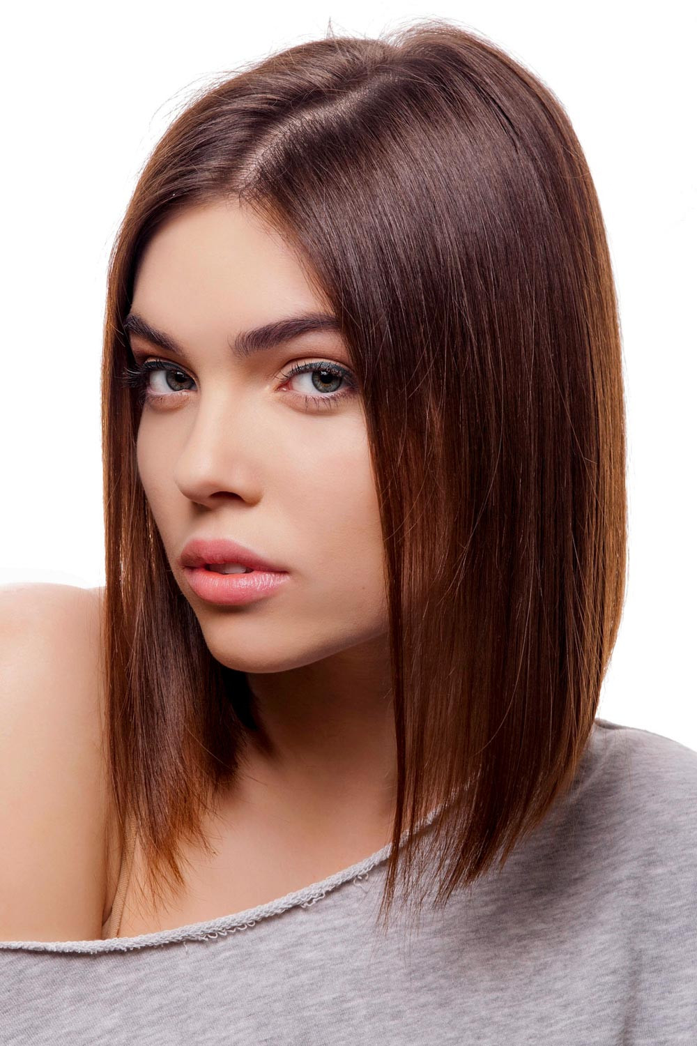 Haarschnitt Longbob
 Langer Bob mit Mittelscheitel Sleeklook