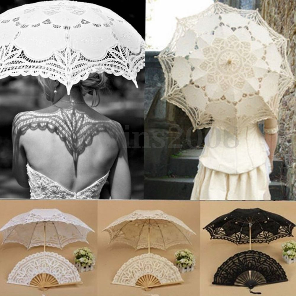 Handfächer Hochzeit
 Vintage handgemachte Sonnenschirm Spitze Braut Schirme