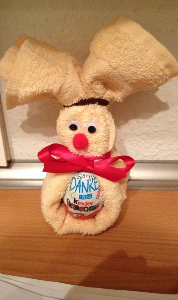 Handtuch Geschenke Basteln
 Osterhase aus Handtuch tolles Ostergeschenk