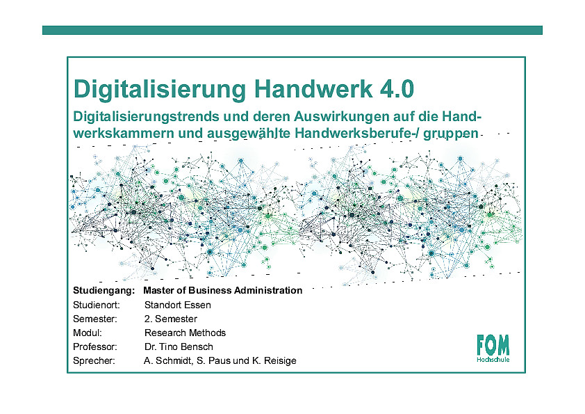 Handwerk 4.0
 Digitalisierung Handwerk 4 0