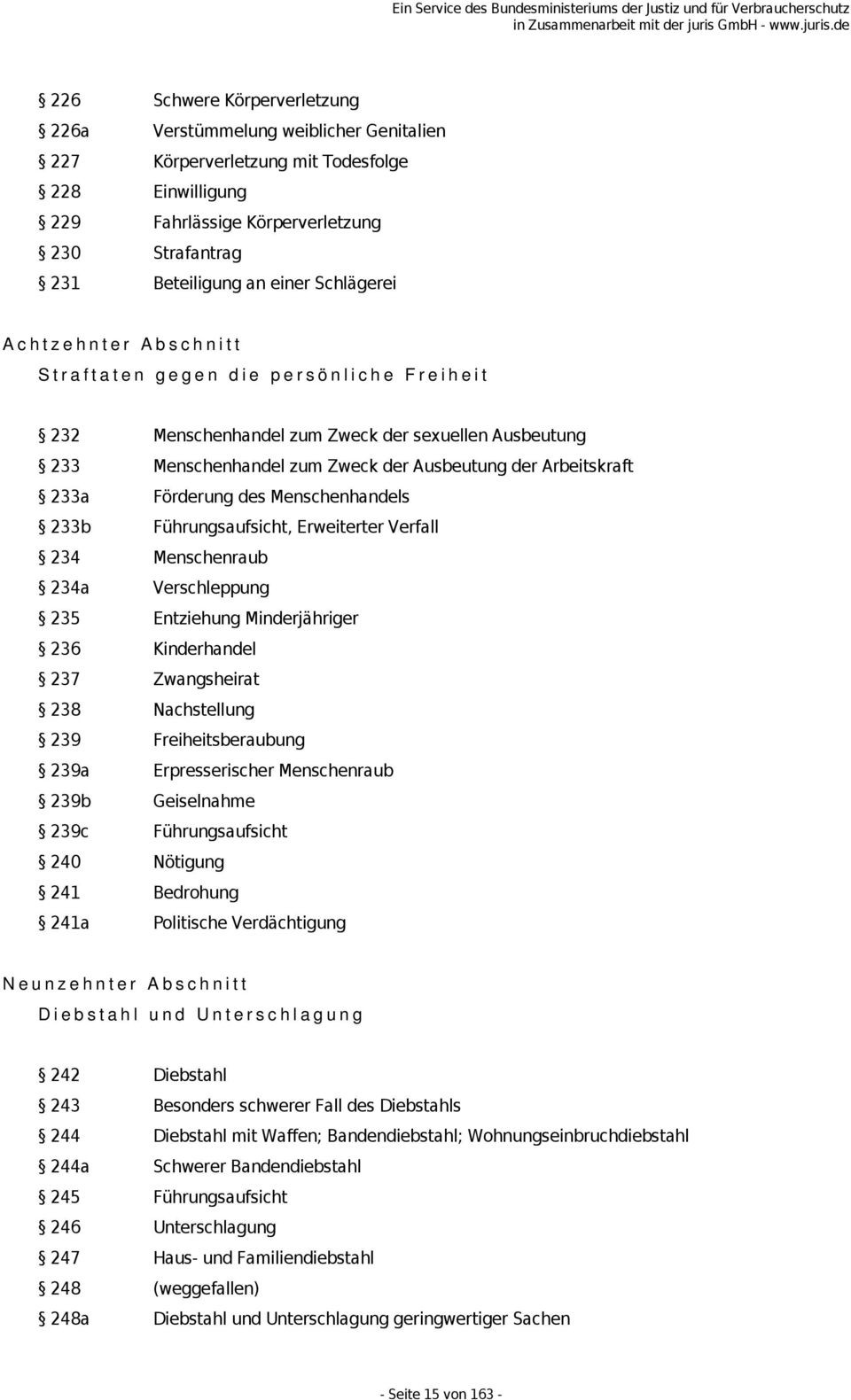 Haus Und Familiendiebstahl
 Strafgesetzbuch StGB PDF