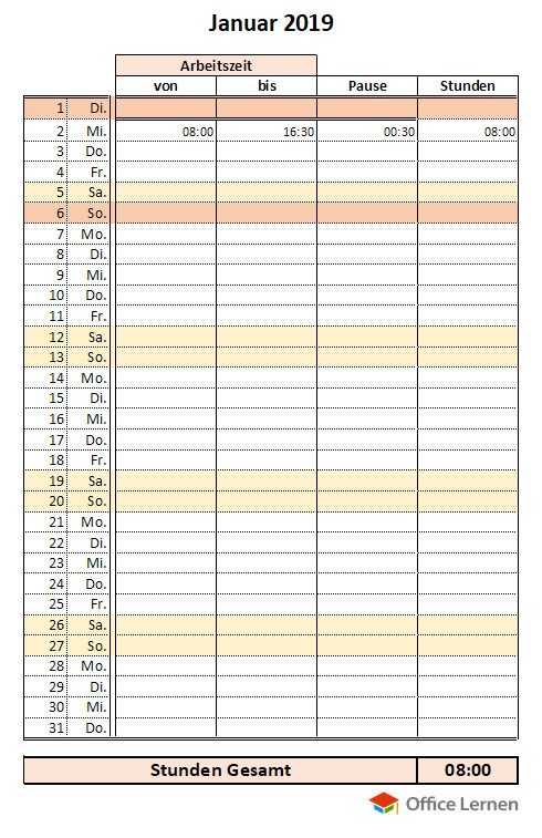 Heim Und Handwerk 2019 Kostenlos
 Excel Arbeitszeitnachweis Vorlagen 2019 Excel Stundenzettel