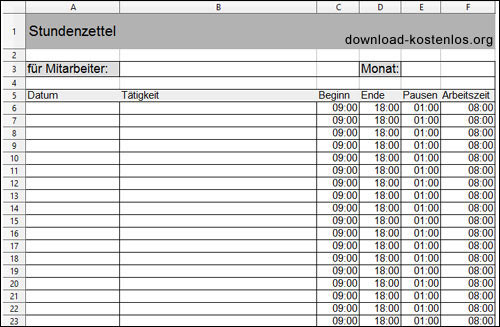 Heim Und Handwerk 2019 Kostenlos
 Stundenzettel Vorlagen Download für Word PDF und Excel