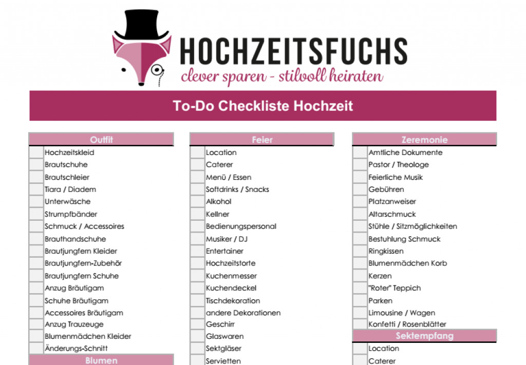 Hochzeit Checkliste
 3 Hochzeitschecklisten Kostenlose Planer zum Download