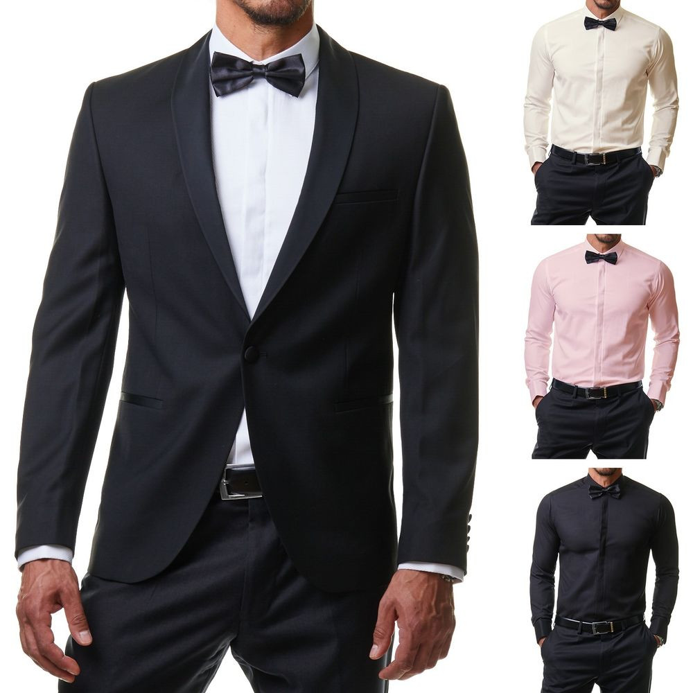 Hochzeit Fliege
 Herren Hemd Anzug Smoking Business Slim Fit Hochzeit