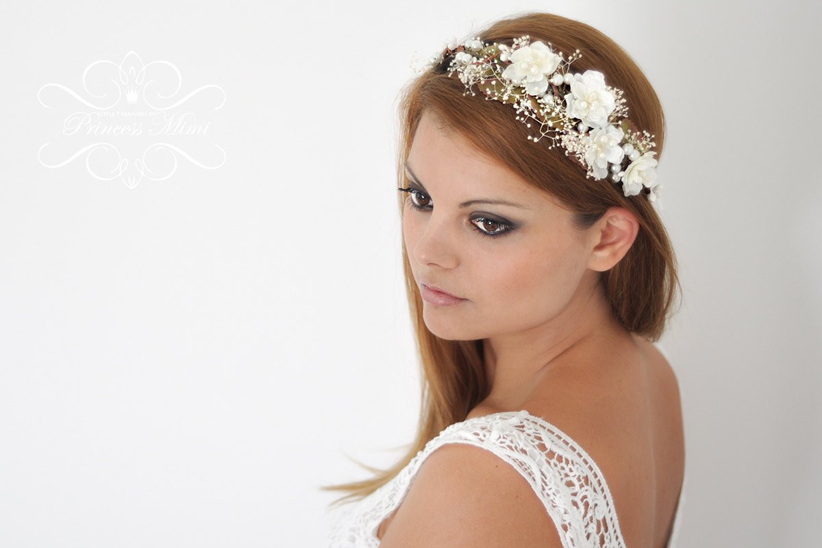 Hochzeit Haarreif
 Braut Blumenkranz Hochzeit Haarband Blumen Haarschmuck