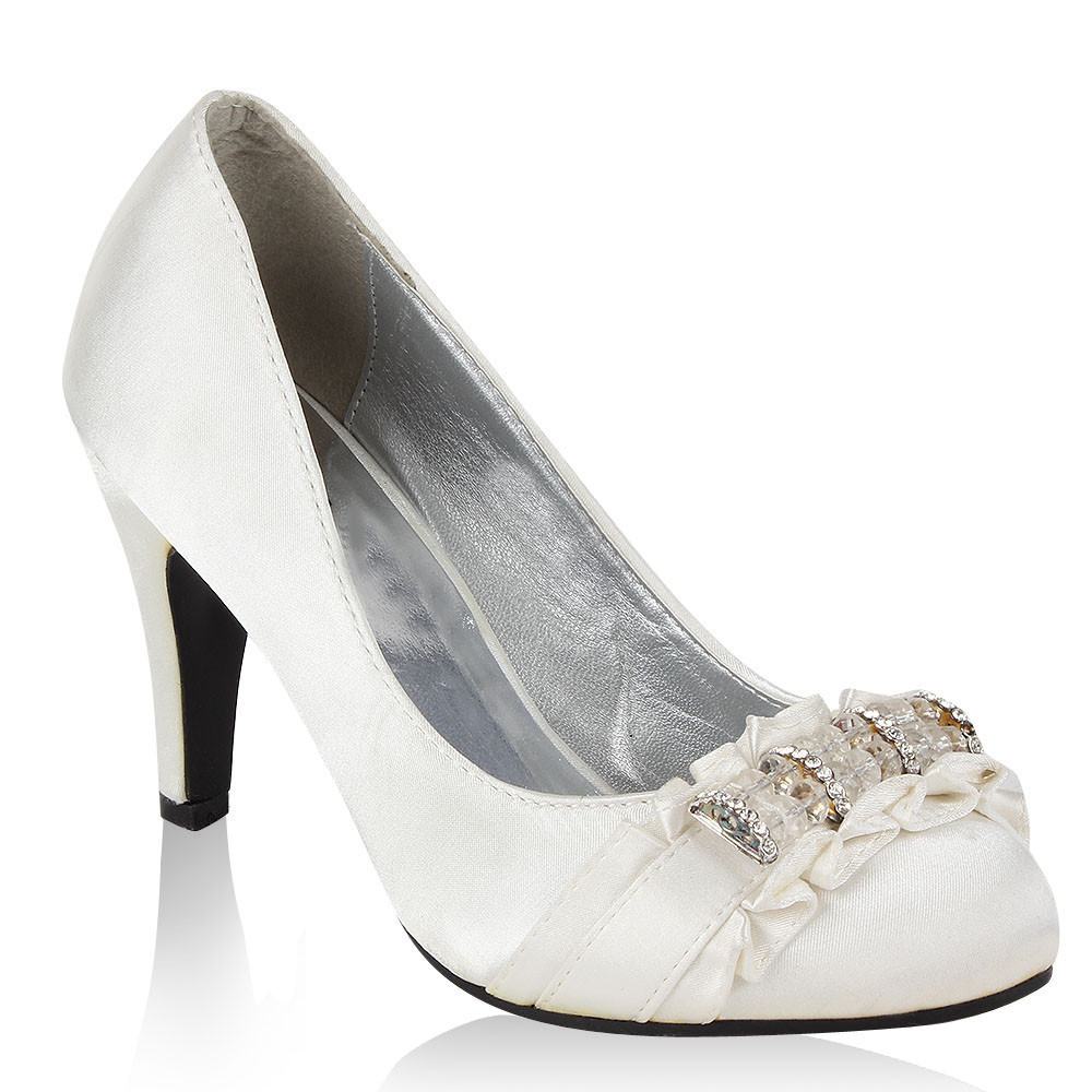 Hochzeit Schuhe Damen
 Edle Damen Braut Schuhe Weiß Pumps Hochzeit 36 41