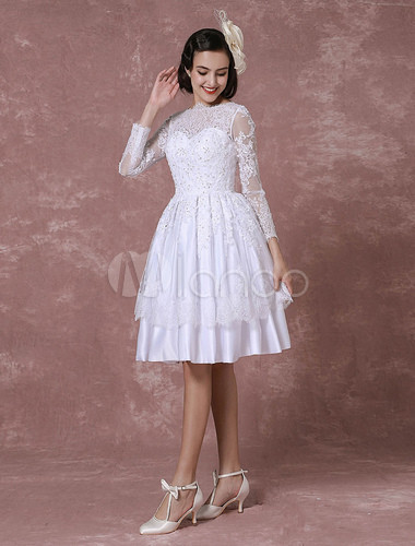 Hochzeitskleid Spitze Vintage
 Kurzes Hochzeitskleid Vintage Brautkleid Spitze Applique