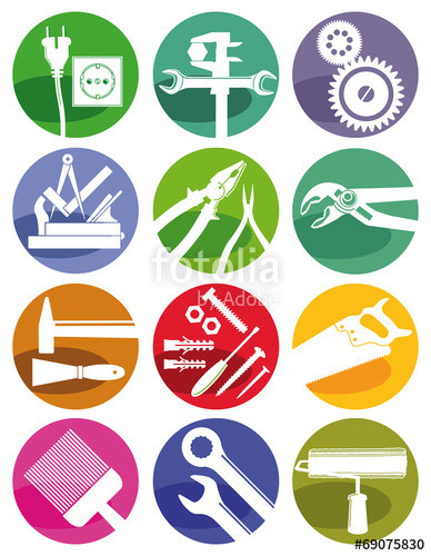 Icon Handwerk
 "Werkzeuge und Handwerker Zeichen" Stockfotos und