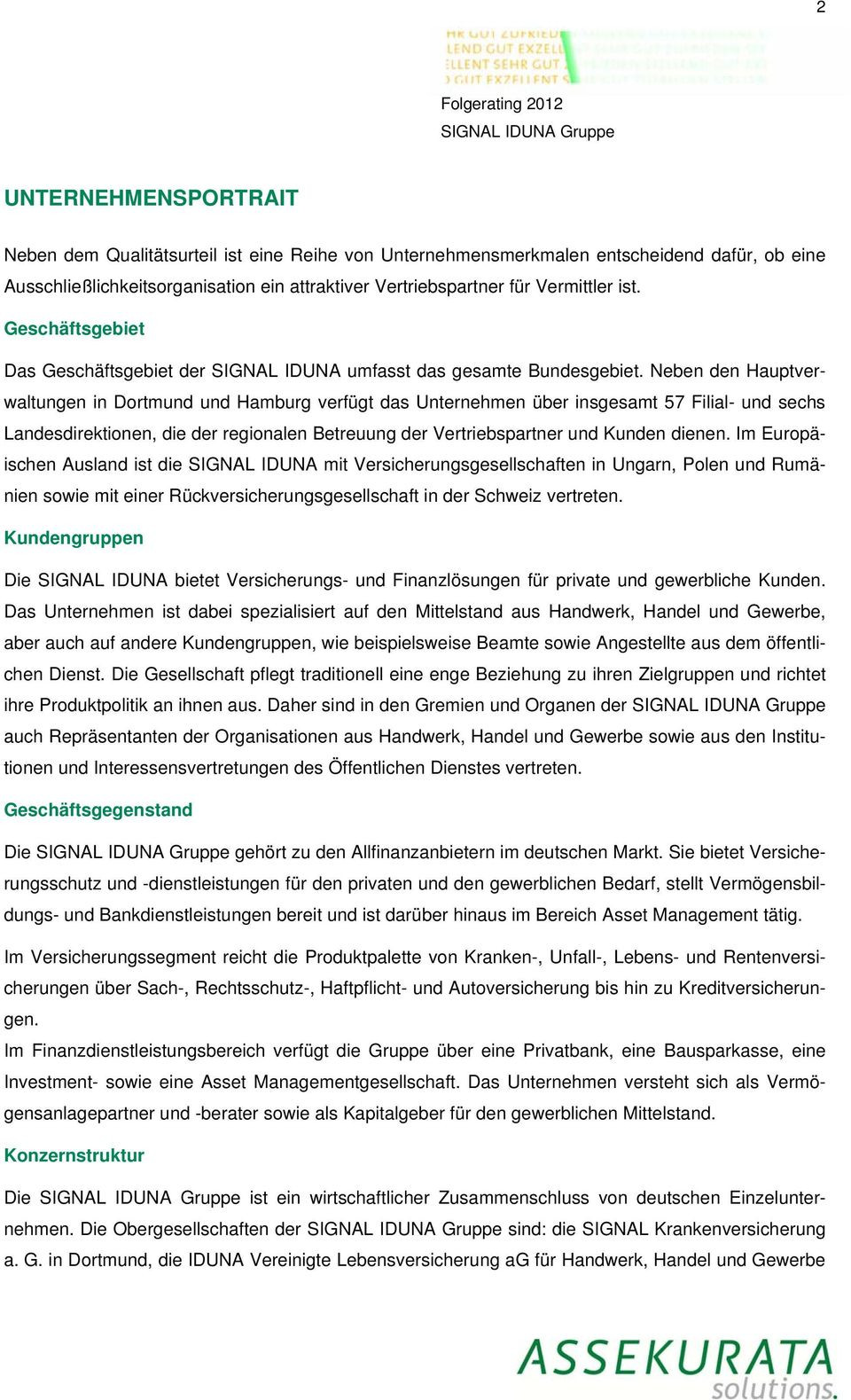 Iduna Vereinigte Lebensversicherung Ag Für Handwerk Handel Und Gewerbe
 Folgerating SIGNAL IDUNA Gruppe PDF