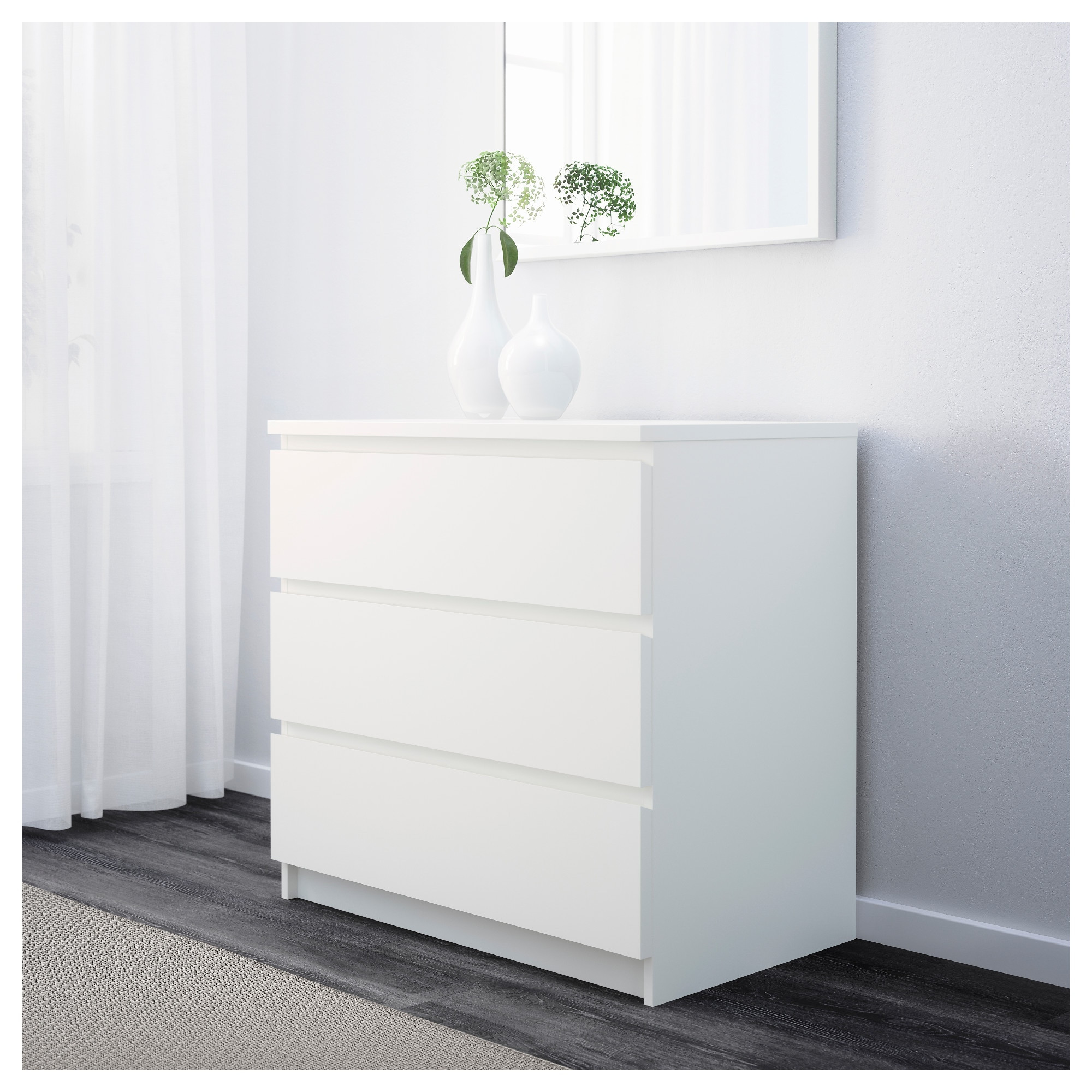 Ikea Kommode Malm
 MALM Chest of 3 drawers White 80 x 78 cm IKEA