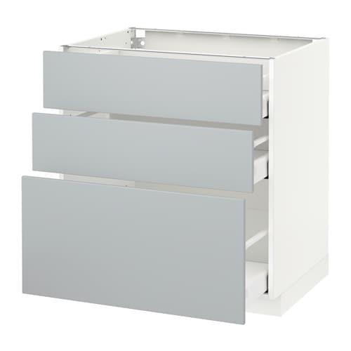 Ikea Küchen Unterschrank
 METOD Unterschrank mit 3 Schubladen weiß Veddinge grau